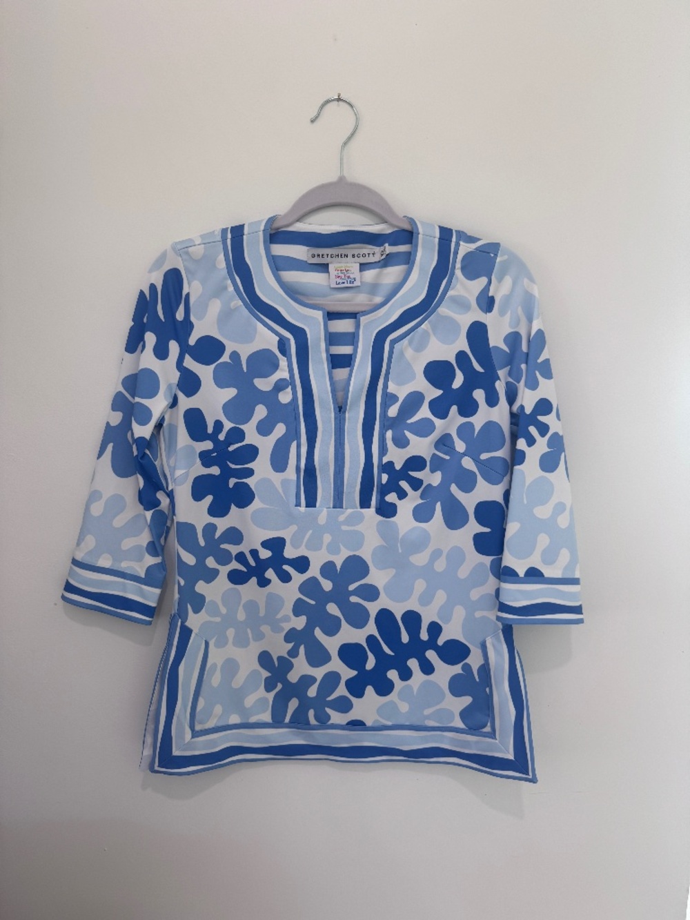Gretchen Scott Designs Abstract blue and white Tunic - size XS